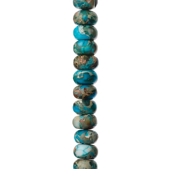 12 Pack:  Aqua Serpentine Rondelle Beads, 8mm by Bead Landing&#x2122;